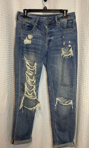 American Eagle Outfitters Tomgirl Ripped Blue Skinny Jeans thumbnail 1