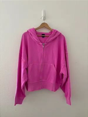 Gap VintageSoft Terry Zip Hoodie in neon pink glow new nwt thumbnail 2