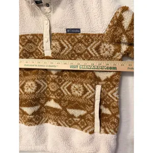 Columbia Sherpa Fleece Pullover Womens XL Southwestern Aztec Snap Neck Brown thumbnail 3