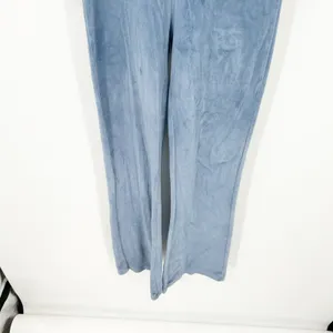 Iets Frans UO Womens Loungewear Kenny Plunge Neck Hooded Velour Jumpsuit XS Blue thumbnail 8
