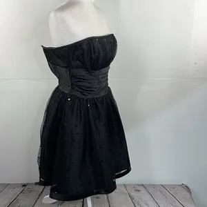 Jessica McClintock For Gunne Sax Black Strapless Netted Embellished Dress 3 thumbnail 2