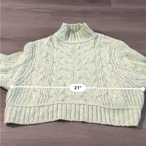 Free‎ People Carousel Mint Green Knit Long Sleeve Cropped Sweater Size XS thumbnail 9