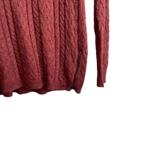 American Eagle Womens Sweater M Rust Cable Knit Crew Neck‎ Pullover Zipper Sides thumbnail 5