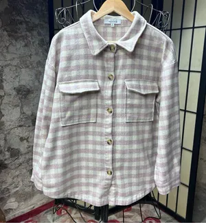Moodie Lavender/Cream Gingham Shacket: Size MEDIUM Purple thumbnail 1