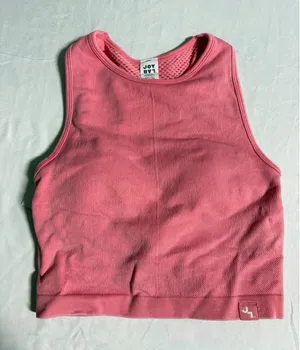 JoyLab Pink coral Seamless Cropped Tank Top High Neck Racerback Mesh Small NEW thumbnail 1