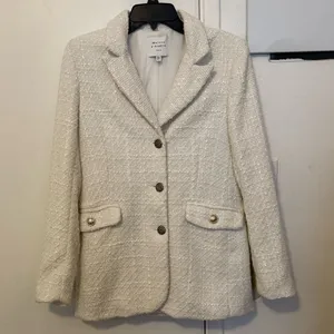 White Textured Suit Jacket thumbnail 1