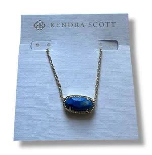 Kendra Scott Elisa Gold Pendant Necklace in Cobalt Howlite NWT thumbnail 1