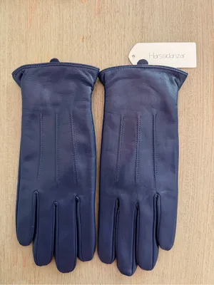 Harssidanzar Touchscreen Womens Blue Leather Gloves Soft Lambskin Size M NWT thumbnail 3