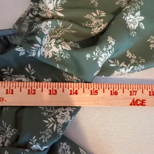 Altar'd State Sage Green Floral Peplum Blouse Tie Back Balloon‎ Sleeve XS Boho thumbnail 7