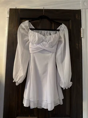 Lucy in the Sky Shimmery White Tie Mini Dress thumbnail 3