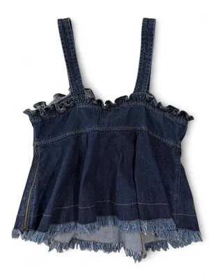Madewell X Karen Walker Raw-Edged Denim Trianon Top Size 8 thumbnail 7