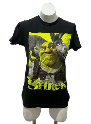 Hot Topic Shrek & Donkey T-Shirt Mens Size S Black Graphic Crew Neck thumbnail 1