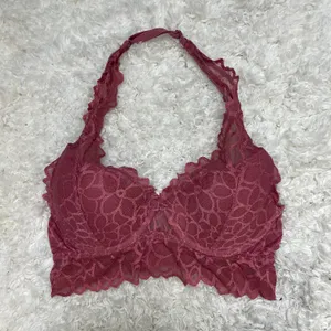 Dark Pink Floral Flower Lace Padded Halter Bralette Bra | Victoria’s Secret PINK thumbnail 2