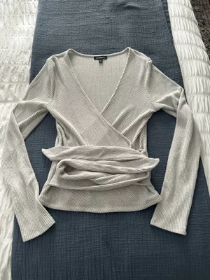 Grey Wrap Sweater Express thumbnail 2