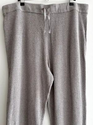 GAP Women’s Ribbed Stretch Waist Flared Pants, Taupe, Size Large thumbnail 2