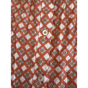Ro's Garden Rachel Shirt XS Orange Abstract Geo Print Cotton Button Front Top thumbnail 8