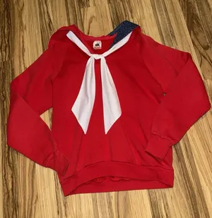 VTG Fruit of the Loom Women's L‎ Large Sweatshirt USA Flag Hood Ribbon Tie thumbnail 1