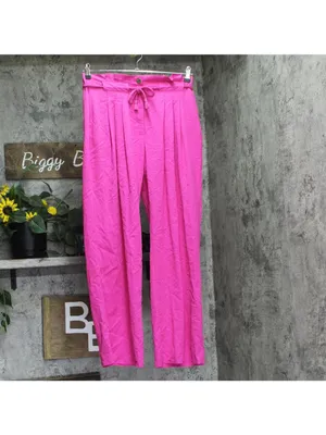 NWT DKNY Drawstring Tie-Front Wide-Leg Paperbag Pants P5DKFB17 Vivid Pink 4 thumbnail 7