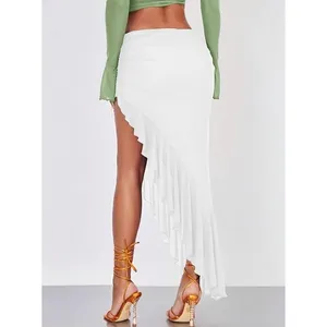 NWT Agecode Skirt Womens S‎ White Asymmetric Ruched Ruffle Mesh Maxi Y2K Fairy thumbnail 2