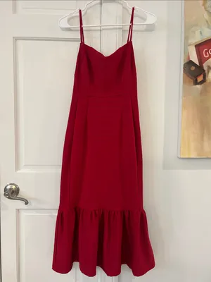 EUC Anthropologie Hutch Red Dress Small Flattering Flounce thumbnail 3