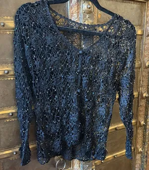 NEW Black crochet blouse Size M thumbnail 1