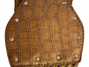 Wide Brown Braided Faux-Croc Stretch Belt with Buckle thumbnail 3