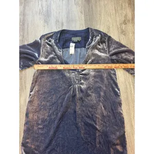 Anthropologie Melody Velvet‎ Tunic Dress Long Sleeve Pockets Size XS Slate Blue thumbnail 6