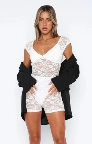 Lift Me Up Playsuit White thumbnail 4