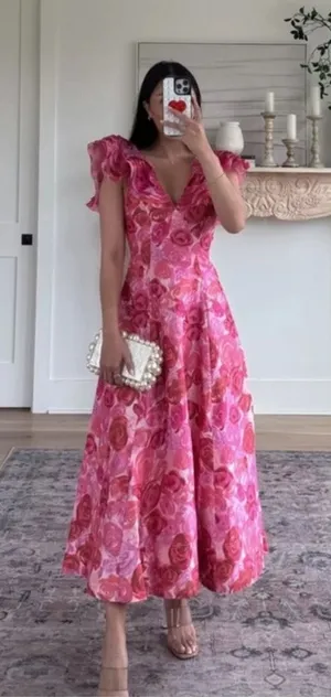 Aje Enchanted Floral Plunge Midi Dress AU4/US0 thumbnail 1