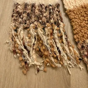 Cejon Brown Beige Textured Knit Fringe Winter Scarf Cozy thumbnail 2