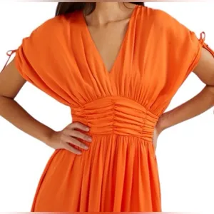 French Connection‎ Audrey Autumn Wedding Guest Maxi Whimsical Dress Mandarin Orange Jewel Tone Sz 6 thumbnail 3