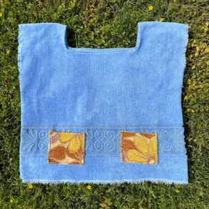 Vintage 70s Grecian Blue Towel Top thumbnail 2