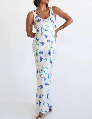 Rumored Satin Maxi dress Blue thumbnail 2