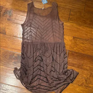 Chic Sheer Brown Dress with Black Accents thumbnail 5