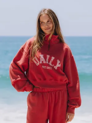 Daily Drills Cropped Half-Zip Sweatshirt in Red thumbnail 2