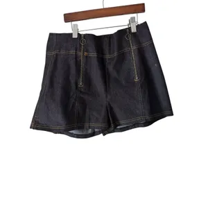 Unique Vintage Denim Shorts High Waist Stretch Black‎ w/ Pockets Size L thumbnail 8