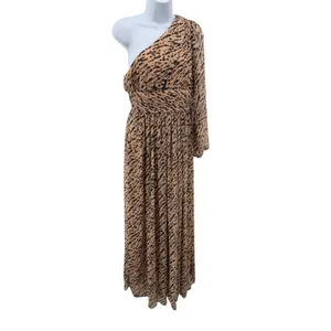 Gianni Bini Dalia One Shoulder Animal Print Chiffon Maxi‎ Dress Asymmetrical 4 thumbnail 4