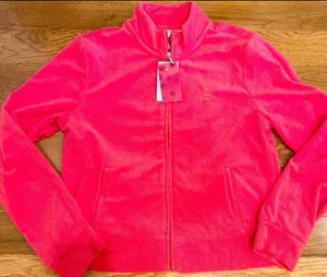 Juicy Couture Y2K French Terry Track mock neck Jacket with iconic Juicy Crown L thumbnail 1