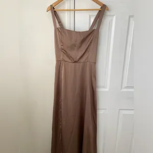 Show Me Your MuMu Taupe Satin Maxi Dress with Ruffle Hem thumbnail 3