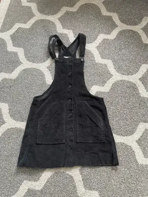 American Eagle Black Corduroy Overall Dress thumbnail 2