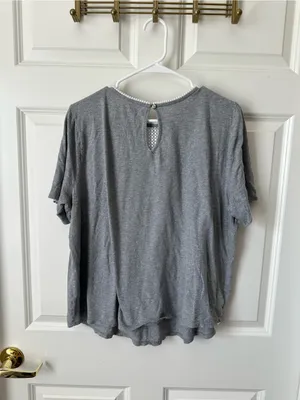 Loft Knit Grey Women’s Short Sleeve Shirt Size XL thumbnail 2