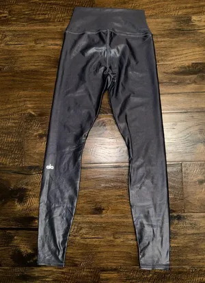Alo High Waist Shine Leggings Anthracite Shine Size Small NWOT thumbnail 4