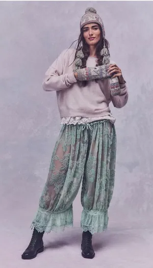 FREE PEOPLE Intimately Forever Young Velvet Bloomer Whimsy Burnout Pants Size XS thumbnail 1