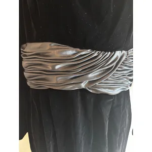 Maggy Boutique Velvet Cocktail Dress 10 Black Silver Ruched Waist Vintage 80s‎ thumbnail 6