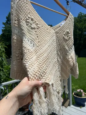ZARA Fringed Knit Poncho thumbnail 2