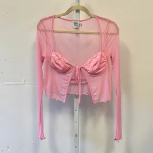 Princess Polly Tasia Top Y2K Pink‎ Sheer Mesh Lace Underwire Crop Top US 4 thumbnail 2