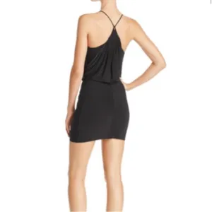 NEW MISA Los Angeles Domino Draped Mini Dress in Black XS thumbnail 7