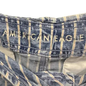 American Eagle Outfitters High Rise Tie Belted Striped Jean Shorts Plus Size 14 thumbnail 9