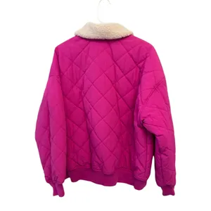 Thread & Supply Faux Shearling Collar Dad Jacket in Very Berry M NWT thumbnail 3