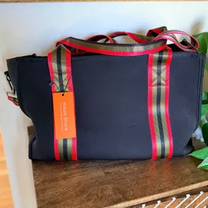 Haute Shore Neoprene Tote Black Red Olive Structured Shoulder Bag Wristlet New‎ thumbnail 5